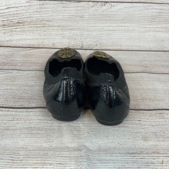 Tory Burch Caroline Womens Sz 5M Ballet Flats Black Patent Leather - Picture 8 of 12